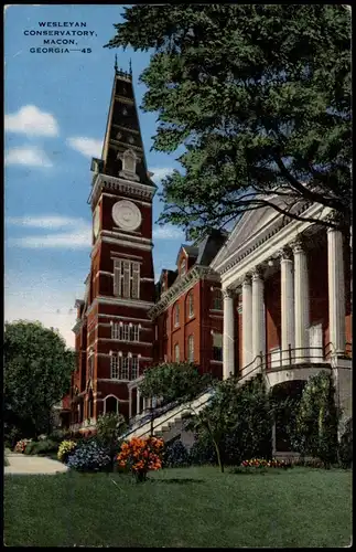 Postcard Macon (Georgia) WESLEYAN CONSERVATORY 1943