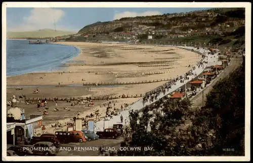 Postcard Colwyn Bay (Wales) PROMENADE AND PENMAEN 1928