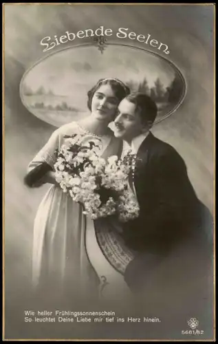 Menschen/Soziales Leben - Liebespaare Liebende Seelen - Goldrand 1914 Goldrand