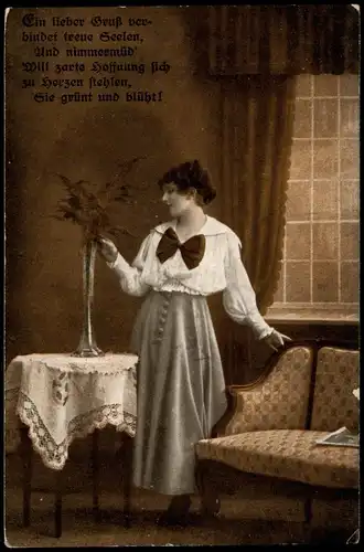 Menschen/Soziales Leben - Liebespaare Ein lieber Gruß verbindet Seelen 1912