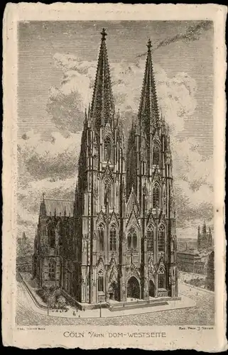 Ansichtskarte Köln Kölner Dom -Westseite - Künstlerkarte 1922