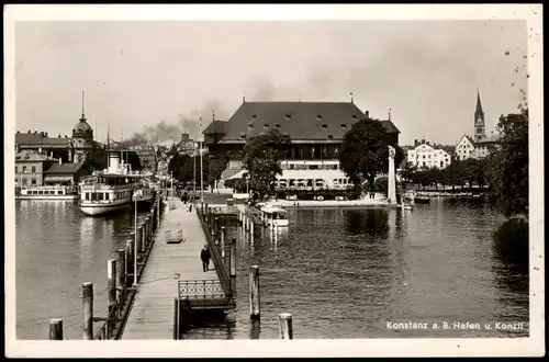 Ansichtskarte Konstanz Hafen, Dampfer 1949  gel. 10 Pfg Baden