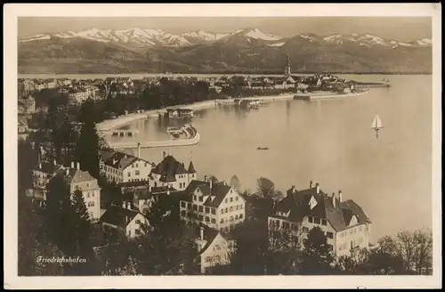 Ansichtskarte Friedrichshafen Blick über die Stadt Berge - Anlagen 1929