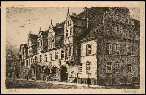 Ansichtskarte Celle Rathaus - Künstlerkarte 1928