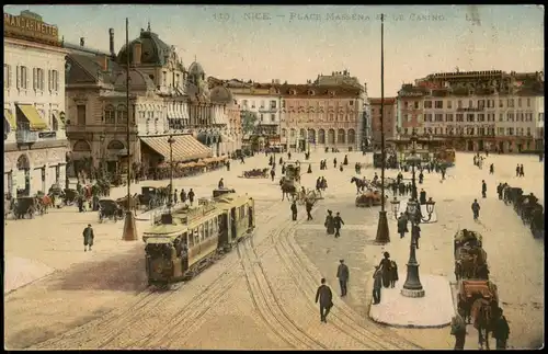 CPA Nizza Nice PLACE MASSÉNALE CASINO - Straßenbahn 1924