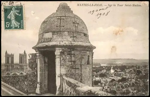 CPA Mantes-la-Jolie Sur la Tour Saint-Maclou 1908