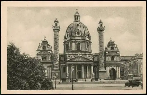 Ansichtskarte Wien Partie an der Kirche, Karlskirche 1920