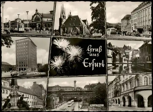 Erfurt Mehrbildkarte mit Bahnhof Bahnhofsvorplatz Severikirche uvm. 1961