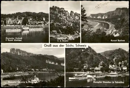 Sächsische Schweiz  1965   mit Bordpoststempel des Schiffes FRIEDRICH ENGELS