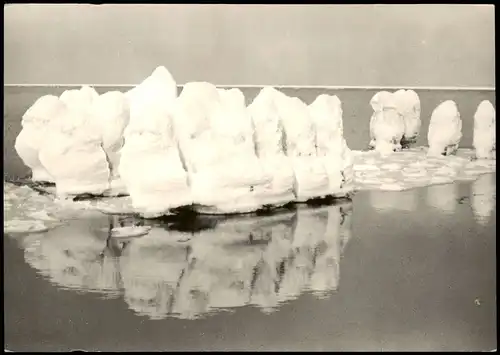 Ansichtskarte Bansin-Heringsdorf Usedom Vereiste Buhnen Ostsee Panorama 1966