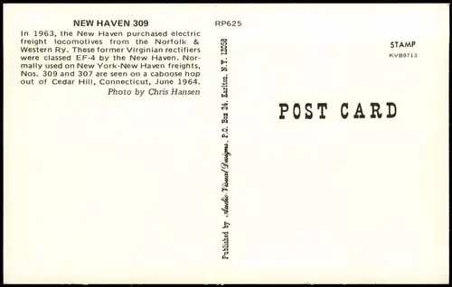 Ansichtskarte  NEW HAVEN 309 near Cedar Hill, Eisenbahn Zug USA Railways 1963