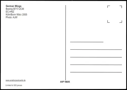 Ansichtskarte Bonn German Wings Boeing B717-2CM Flugzeuge - Airplane 1998