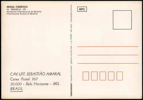 Postcard Brasília Aeroporto Internacional de Brasilia 1972