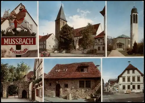 Mussbach Mußbach-Neustadt an der Weinstraße   Gebäude, Kirchen, Wegweiser 1974