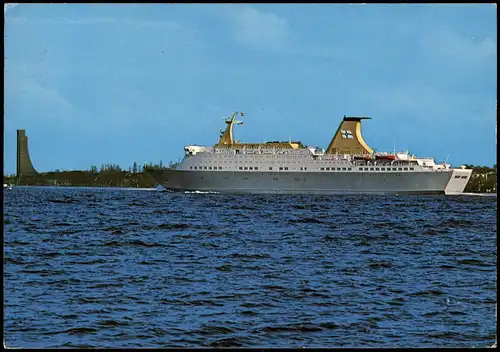 Ansichtskarte Laboe Marinedenkmal mit Fährschiff Prinzesse Ragnhild 1986