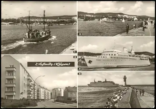 Sassnitz Mehrbild-AK mit Schweden-Fähre SKANE, Hafen Fähre Saßnitz uvm. 1971