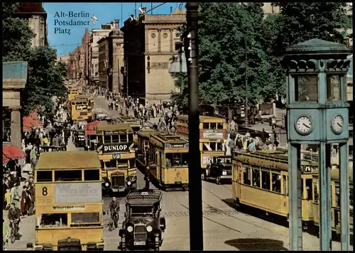 Ansichtskarte Berlin Bus-Tram-Verkehr in Alt-Berlin um 1929 (Reprokarte) 2000