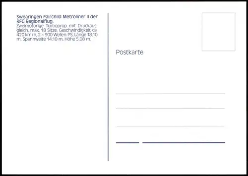 Swearingen Fairchild Metroliner Regionalflug. Flugzeug Airplane Avion 1998