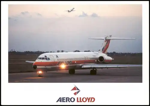 Ansichtskarte  MD 87 auf Startbahn AERO LLOYD Flugzeug Airplane Avion 1999