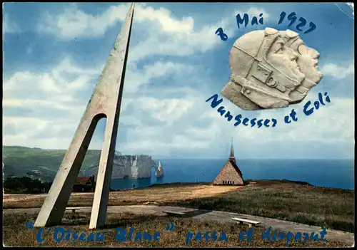 CPA Étretat Monument de Nungesser et Coli, rappelant 1975