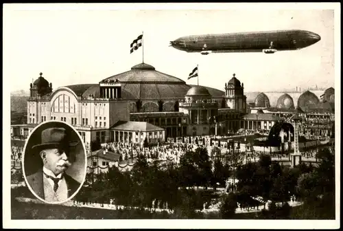 Foto  Flugwesen - Zeppelin über Festhalle REPRO 1920/1970 Privatfoto