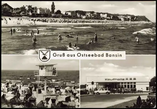 Bansin-Heringsdorf Usedom DDR Mehrbild-AK mit Strand u. Kaufhaus 1990/1986
