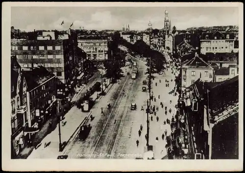 St. Pauli-Hamburg Reeperbahn aus der Vogelschau-Perspektive 1940