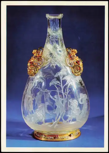 Ansichtskarte  Bergkristallflasche in Goldmontierung Kunst Fotokarte 1976