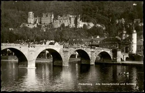 Ansichtskarte Heidelberg Neckar Brücke und Schloss 1965