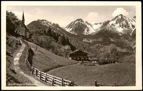 .Bayern Bayern (Allgemein) Landschaft AM STREICHEN u. Kapelle im Chiemgau 1953