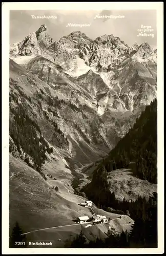 Einödsbach-Oberstdorf (Allgäu) Panorama-Ansicht mit Bergkette Alpen Berge 1957