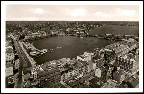 Ansichtskarte Hamburg Alster vom Flugzeug aus 1953