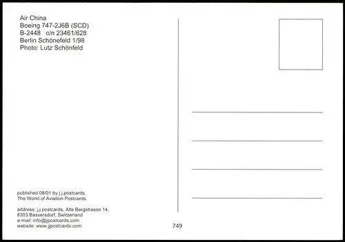 Schönefeld-Berlin AIR CHINA Boeing 747-2J6B (SCD) Flugzeug Airplane Avion 2001