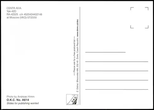 Moskau Москва́ CENTR AVIA Yak-42D Flugzeug Airplane Avion 1998