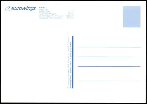 Ansichtskarte  Eurowings ATR 42 Flugzeug Airplane Avion 2008
