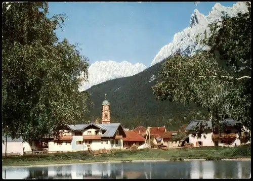 Ansichtskarte Mittenwald Stadt mit Viererspitze 1963