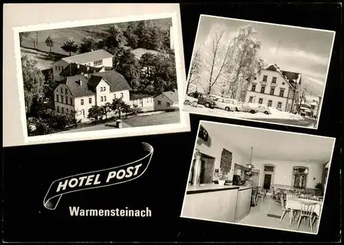 Ansichtskarte Warmensteinach Hotel zur Post im Winter Mehrbild 1968