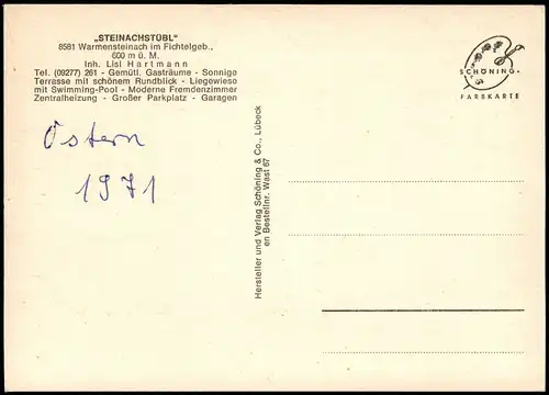 Ansichtskarte Warmensteinach ,,STEINACHSTÜBL“ Innen, Pool 1971