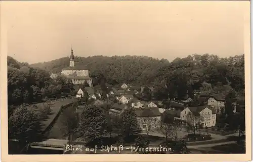 Ansichtskarte Weesenstein (Müglitz) Stadt in der Ferne Schloß 1955