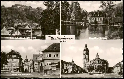 Ansichtskarte Waltershausen DDR Mehrbildkarte mit 4 Ortsansichten 1963