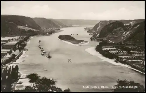 Ansichtskarte Andernach Blick vom Kranenberg - Rheinschiffe 1926