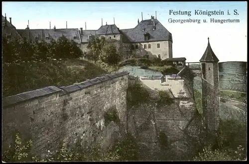 Königstein (Sächsische Schweiz) Georgenburg u. Hungerturm Festung 1913