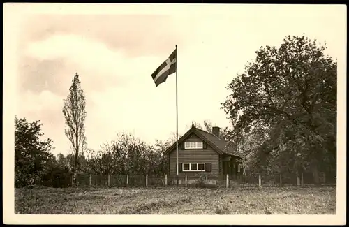 Ansichtskarte Lützen-Wiesengrund Schwedisches Blockhaus (Dalastugan) 1956