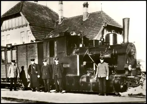 Arendsee Kühlungsborn Repro-Fotokarte mit alter Dampflokomotive im Bahnhof 1970