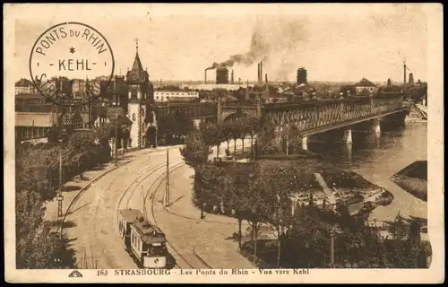 Straßburg Strasbourg Les Ponts du Rhin - Vue vers Kehl, Rhein-Brücke 1910