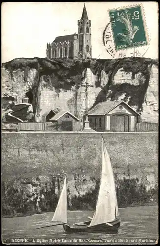 Dieppe Eglise Notre-Dame de Bon-Secours vue du Boulevard Maritime 1910