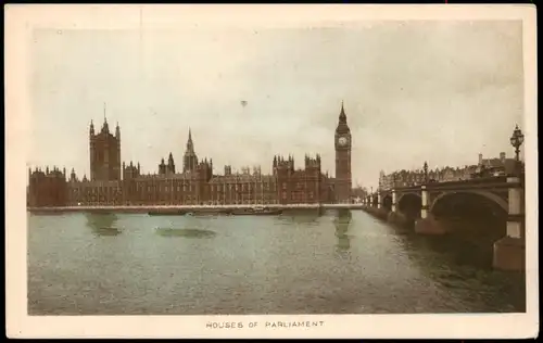 Postcard London Houses of Parliament/Parlamentshaus Big Ben 1930