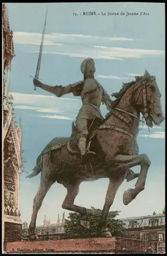CPA Reims Reims Denkmal, Monument, La Statue de Jeanne d'Are 1910