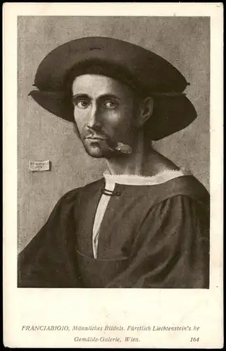 FRANCIABIGIO Bildnis. Fürstlich Liechtenstein's he Künstlerkarte: Gemälde  1914