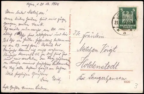 Postcard Jonsdorf (CZ) Janov Edmundsklamm - Boot 1924